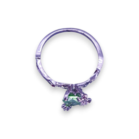 Silver Tone Green Stone Nature Inspired Ring