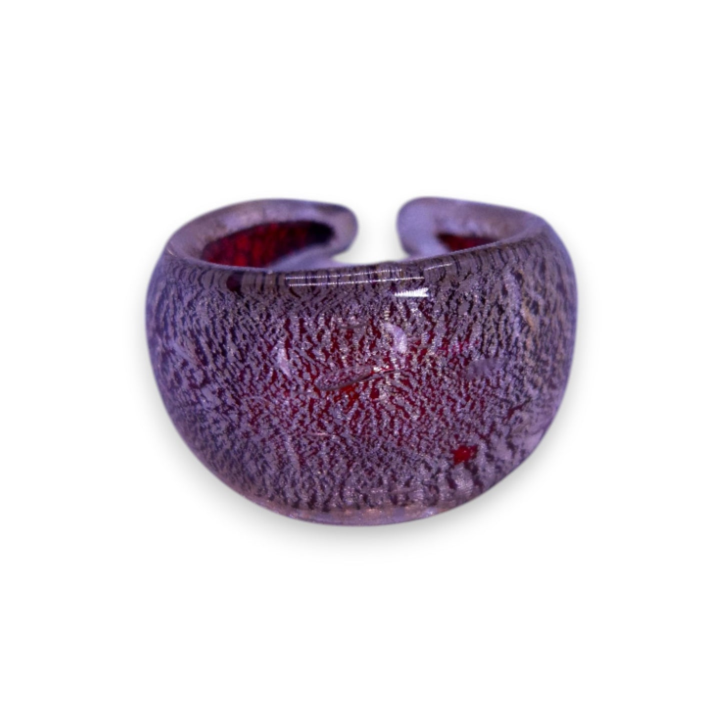 Glass "Pomegranate Frost" Statement Ring