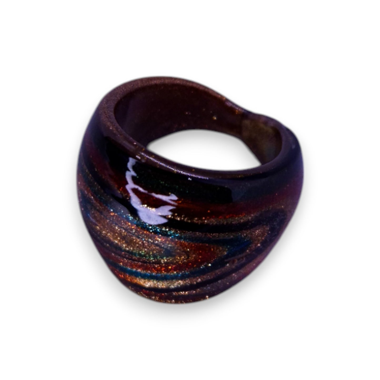 Glass "Cosmic Cocoa" Statement Ring