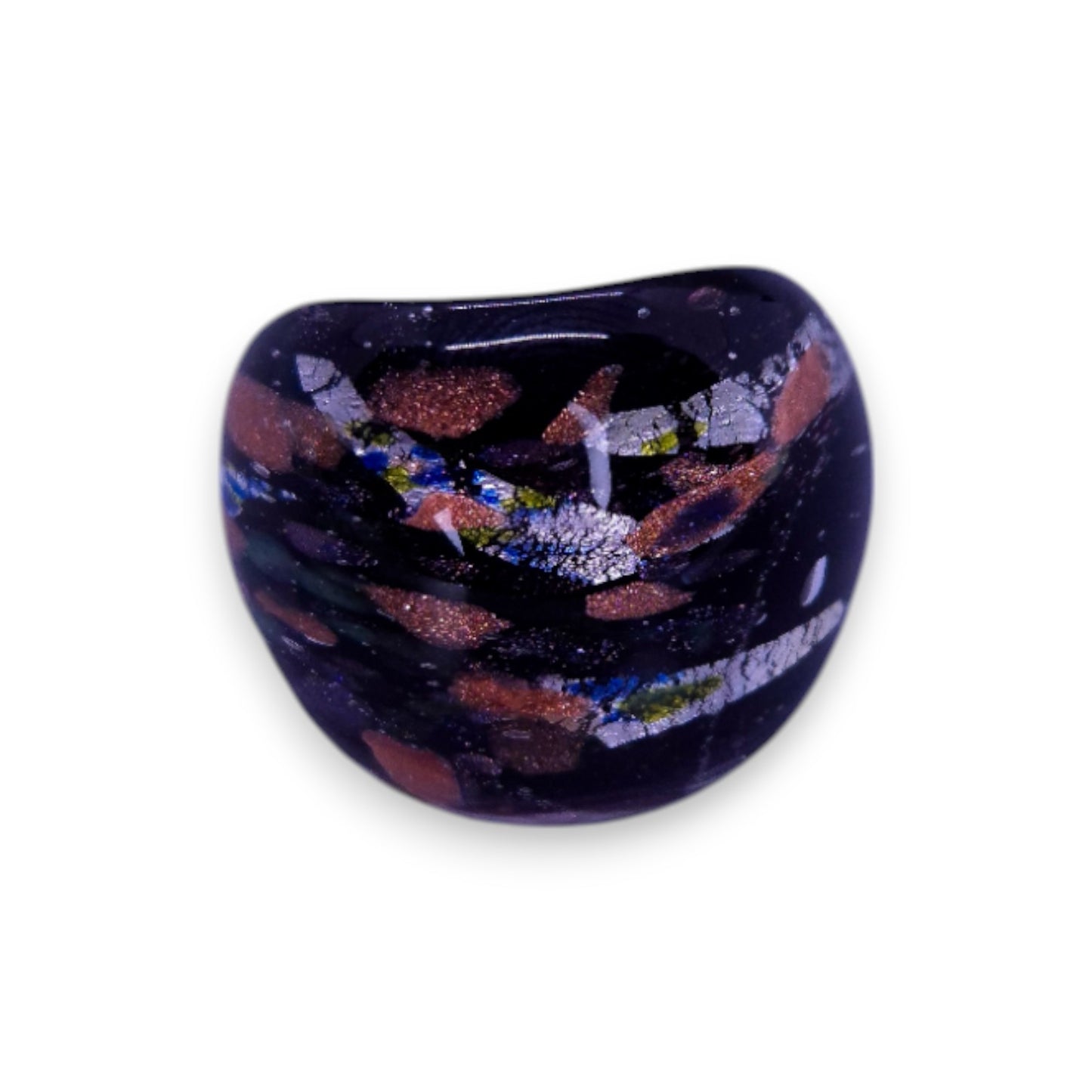 Glass "Midnight Mint Truffle" Statement Ring