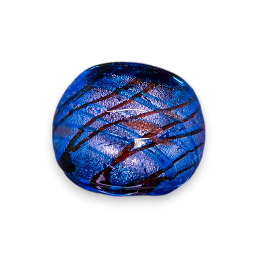Glass "Blue Copper Nougat" Statement Ring