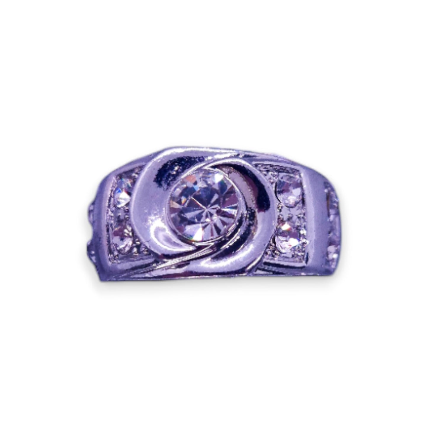 Silver Tone Clear Cubic Zirconia Classic Ring