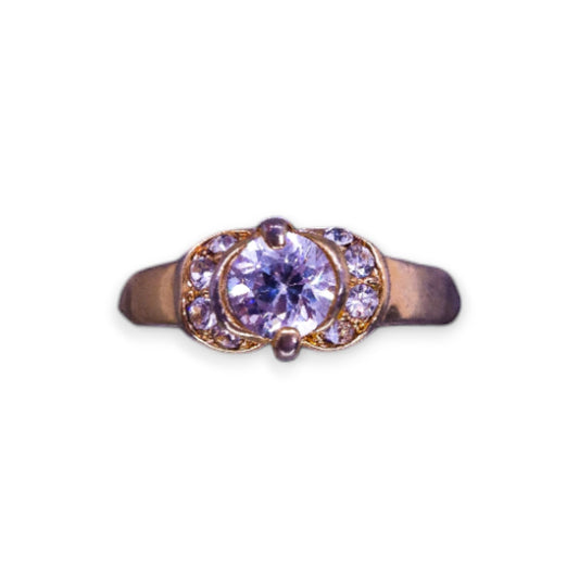 Gold Tone Cubic Zirconia Classic Ring