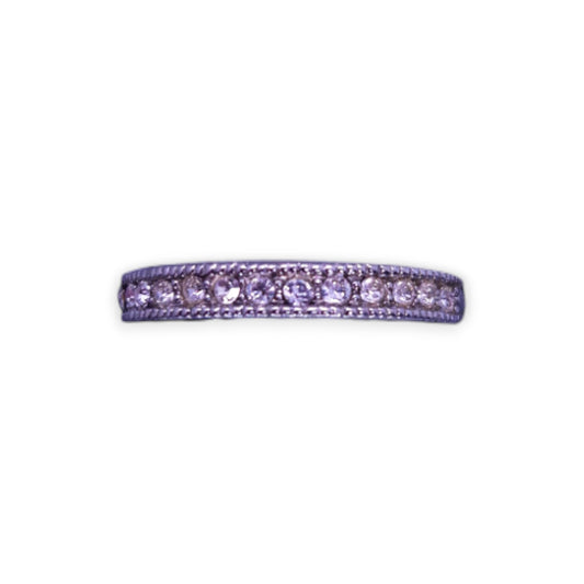 Silver Tone Clear Cubic Zirconia Classic Ring