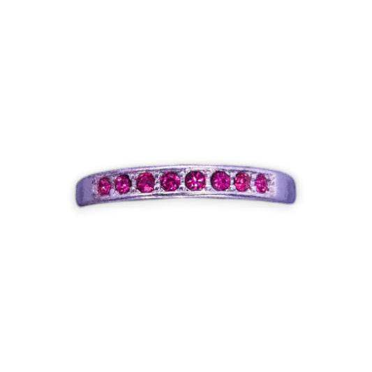 Silver Tone Pink Cubic Zirconia Classic Ring