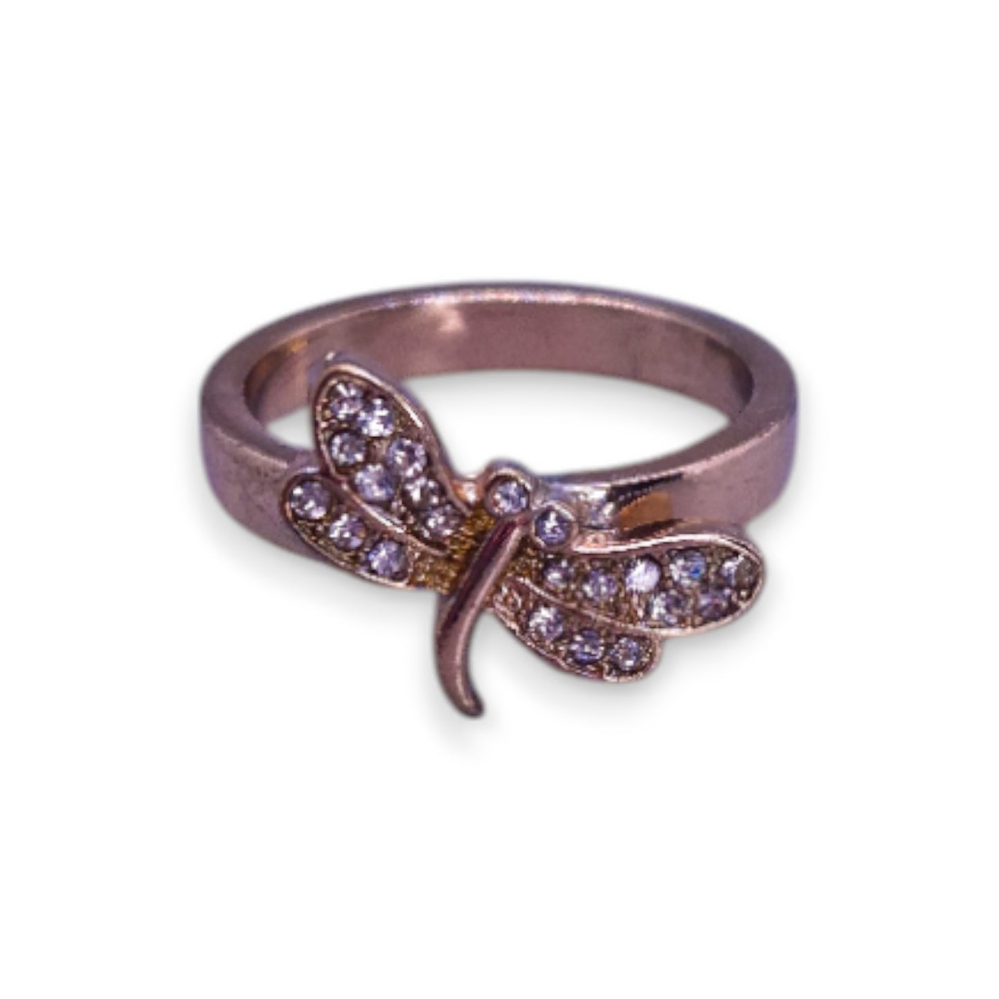 Gold Tone Cubic Zirconia Nature Inspired Dragonfly Ring
