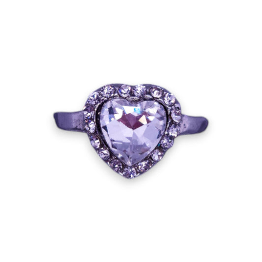 Silver Tone Clear Cubic Zirconia Romantic Heart Ring