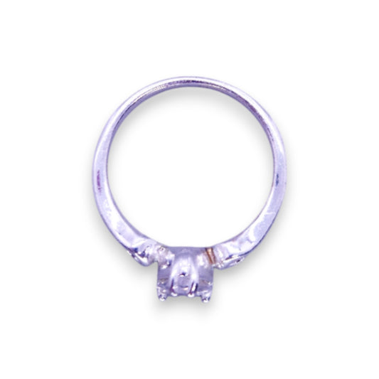 Silver Tone Clear Cubic Zirconia Classic Ring