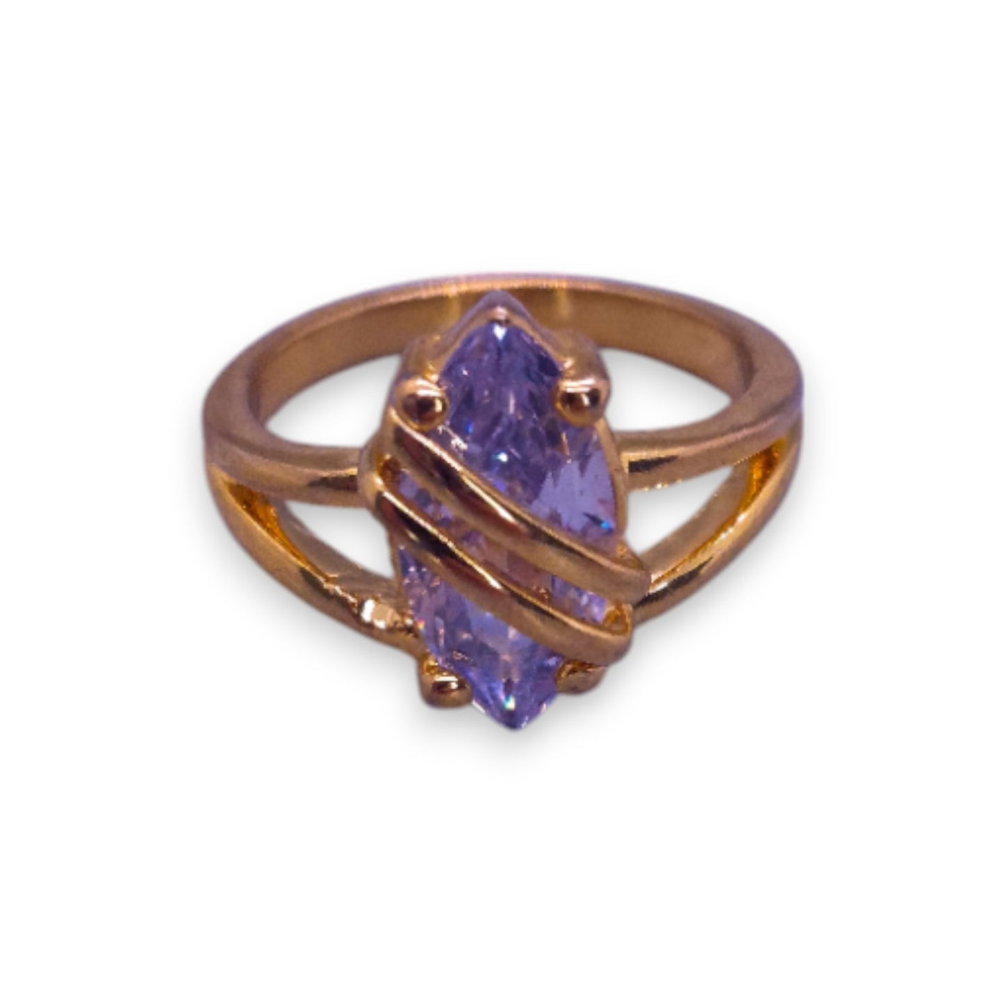 Gold Tone Cubic Zirconia Classic Ring
