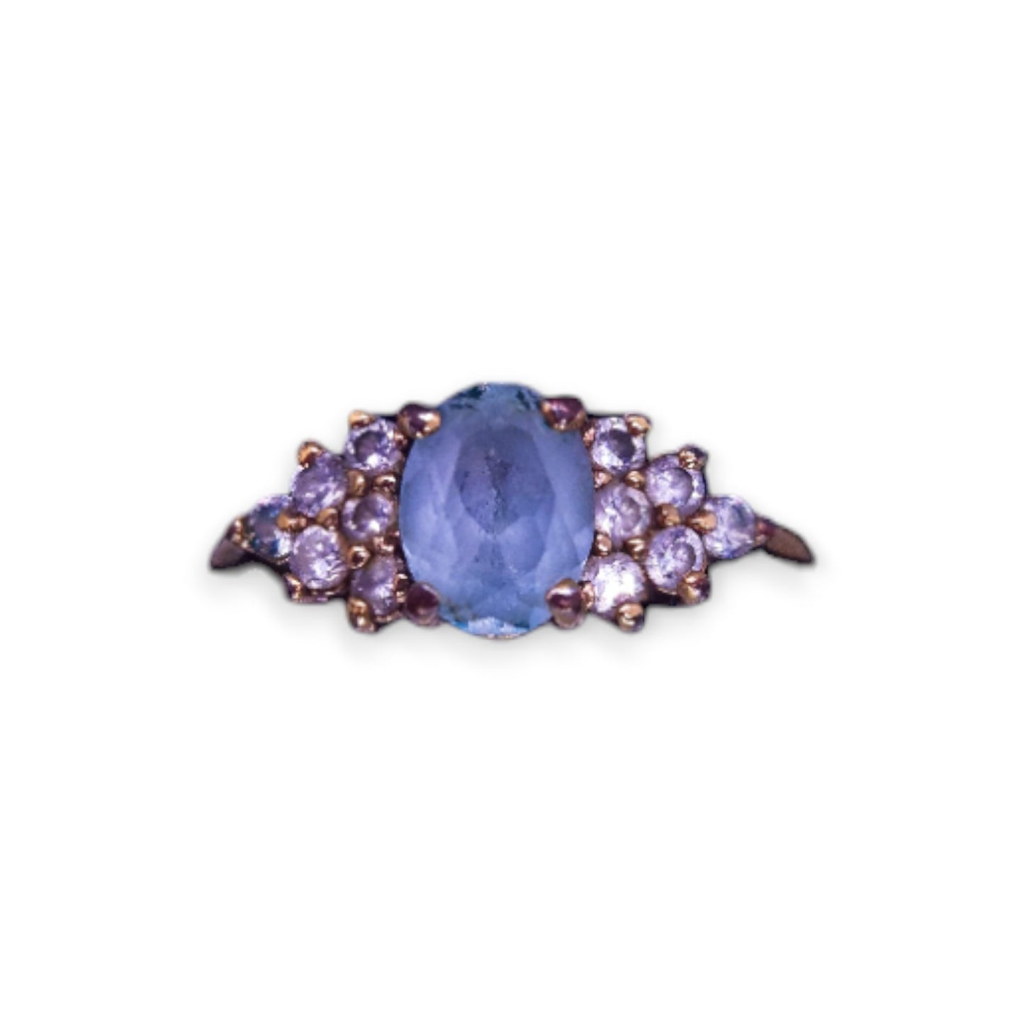 Gold Tone Blue & Clear Cubic Zirconia Classic Ring