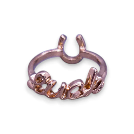 Gold Tone Black Stones Romantic "Luck" Ring