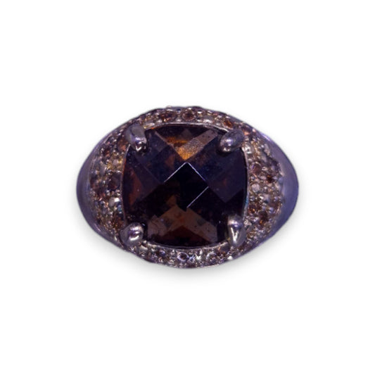 Gold Tone Brown Cubic Zirconia Classic Ring