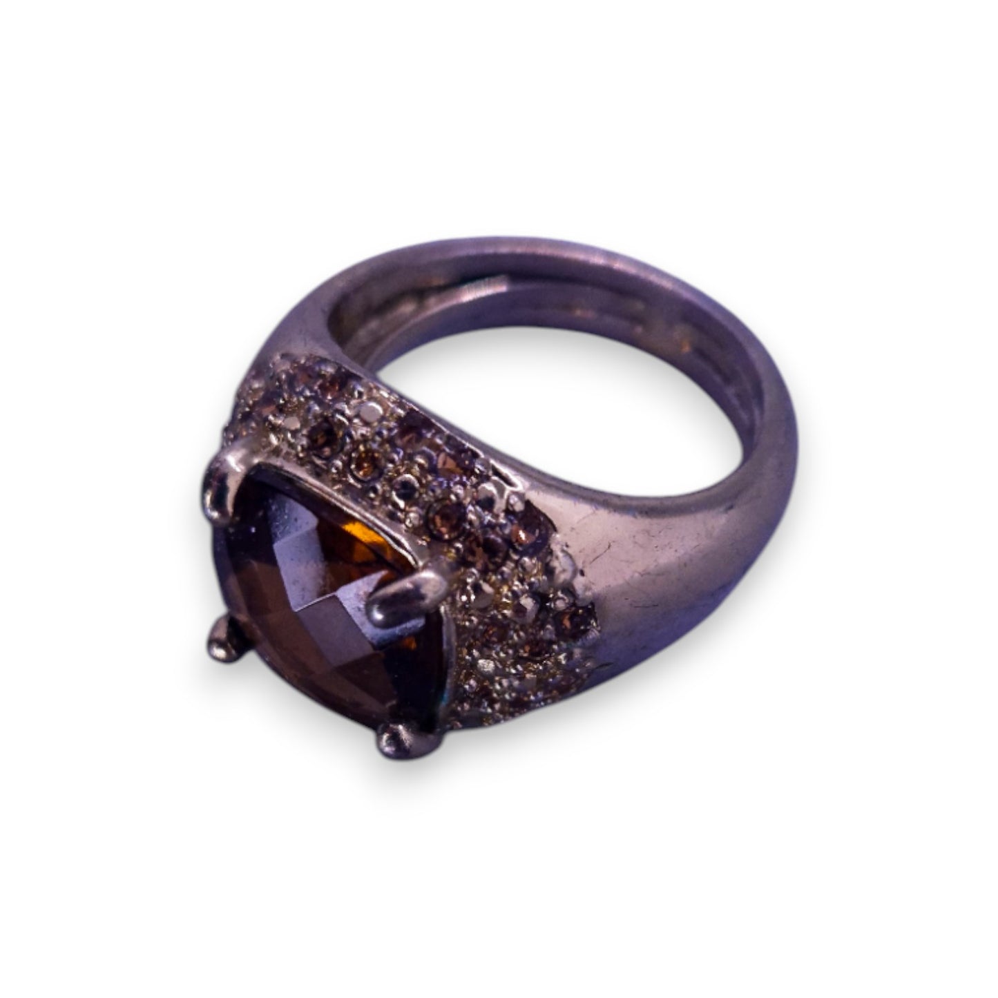 Gold Tone Brown Cubic Zirconia Classic Ring