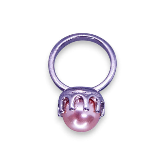 Silver Tone Faux Pearl Classic Ring