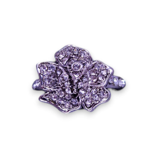 Silver Tone Clear Cubic Zirconia Classic Ring