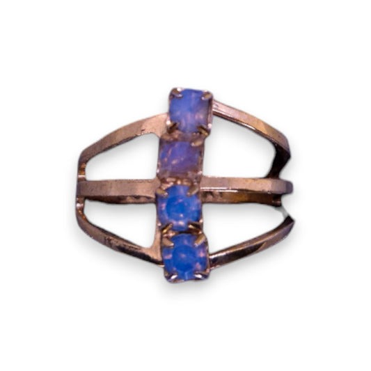 Gold Tone Blue Moonstone Classic Ring