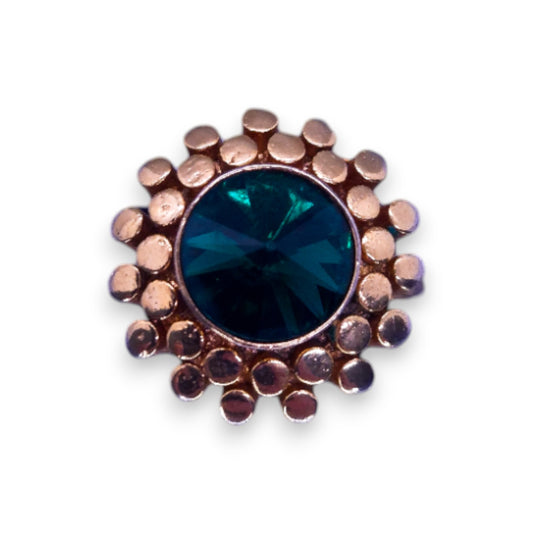 Gold Tone Green Cubic Zirconia Modern Ring