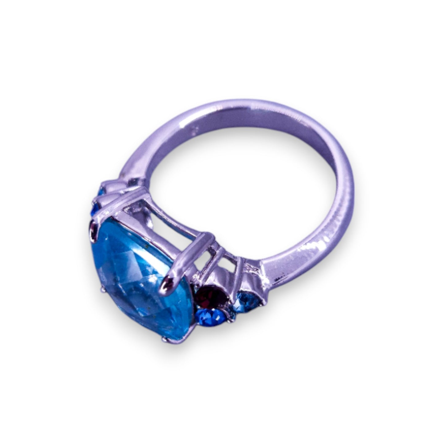 Sterling Silver Blue & Purple Cubic Zirconia Modern Ring