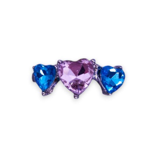 Silver Tone Pink & Blue Swarovski Zirconia Romantic Ring