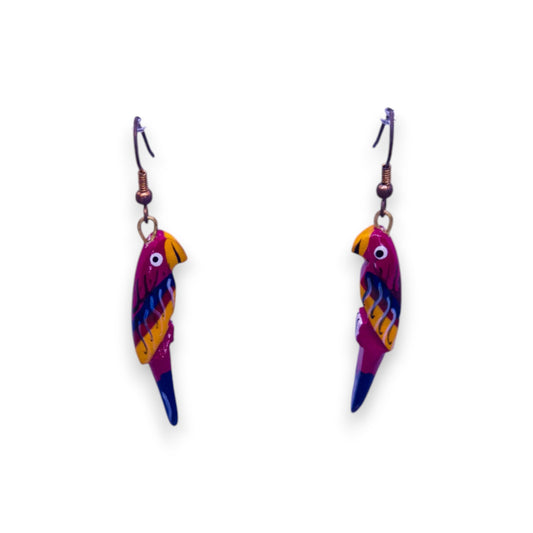 Metal & Wood Nature Inspired Parrot Earrings