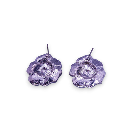 Silver Tone Clear Stones Nature Inspired Rose Earrings