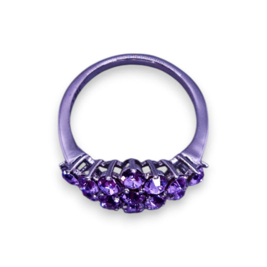 Stainless Steel Purple Swarovski Zirconia Classic Ring