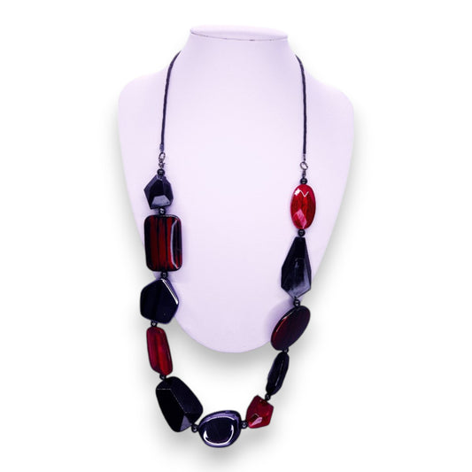 Cord Plastic Beads Statement Necklace