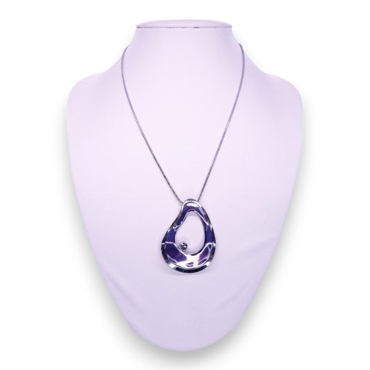 Silver Tone Clear Stone Modern Necklace