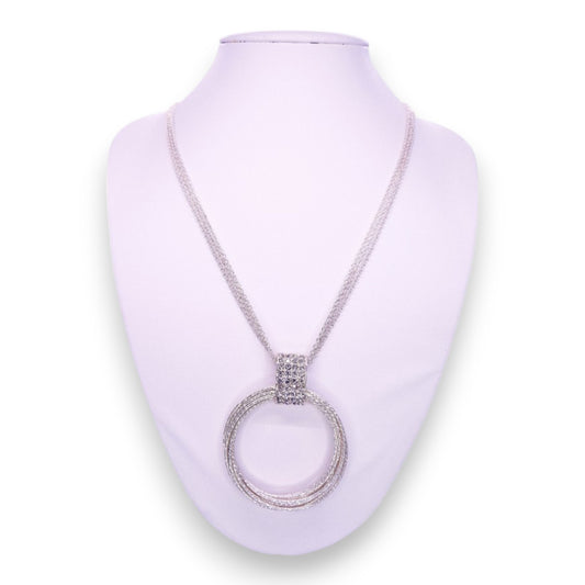 Silver Tone Clear Cubic Zirconia Modern Necklace