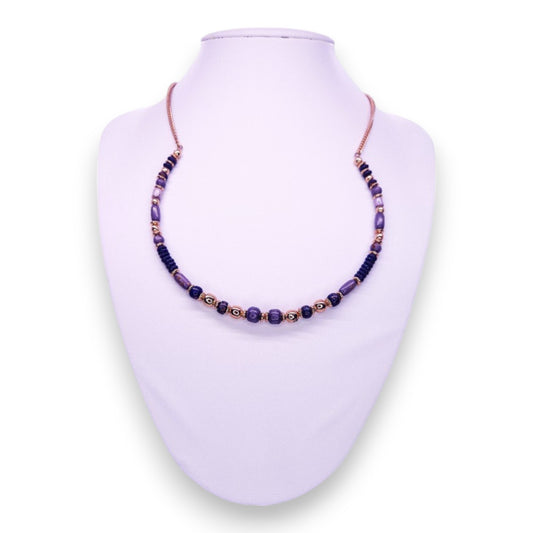 Rose Gold Tone with Plastic Beads Classic Necklace