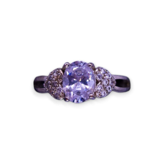 Silver Tone Clear Stones Classic Ring