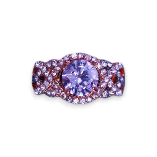 Rose Gold Tone Clear Cubic Zirconia Modern Ring