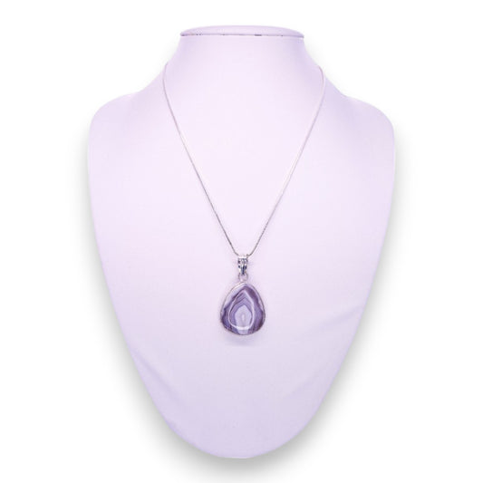 Sterling Silver Grey Agate Classic Necklace