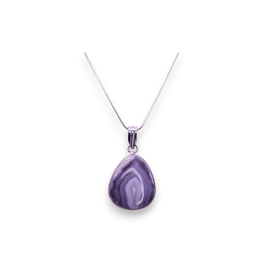 Sterling Silver Grey Agate Classic Necklace