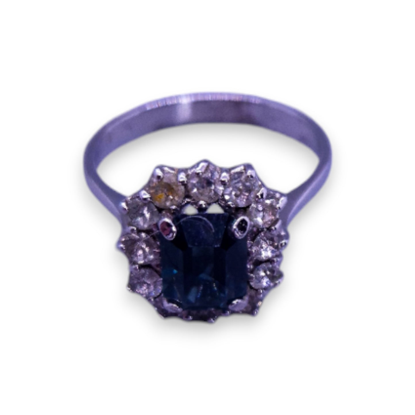 Sterling Silver Blue & Clear Cubic Zirconia Classic Ring