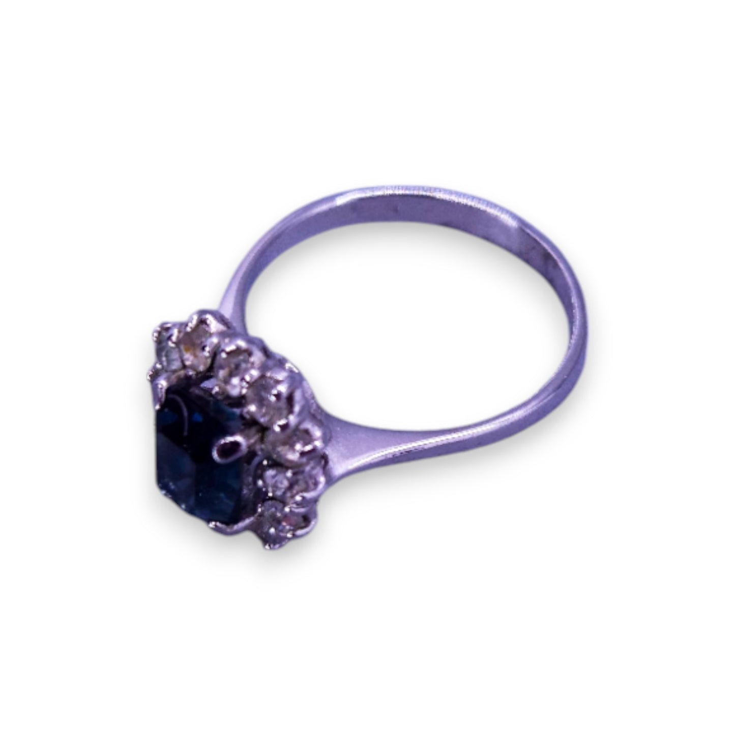 Sterling Silver Blue & Clear Cubic Zirconia Classic Ring