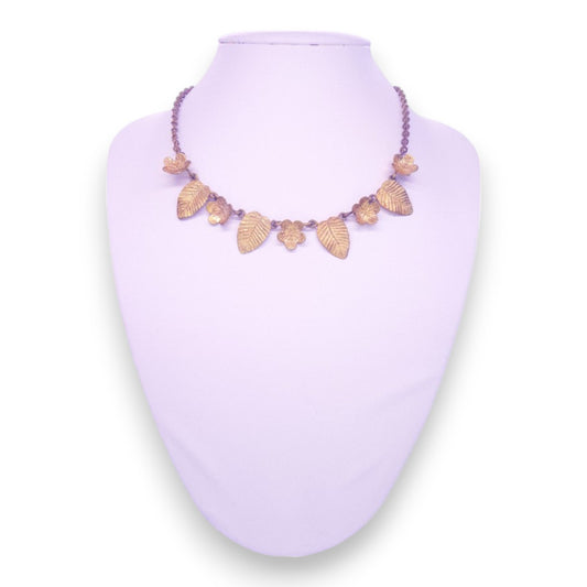 Gold Tone Nature Inspired Leaves Necklace