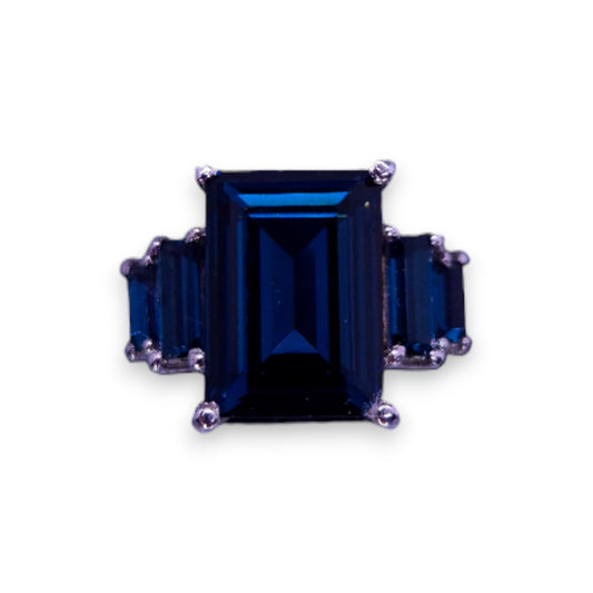 Sterling Silver Blue Cubic Zirconia Modern Ring