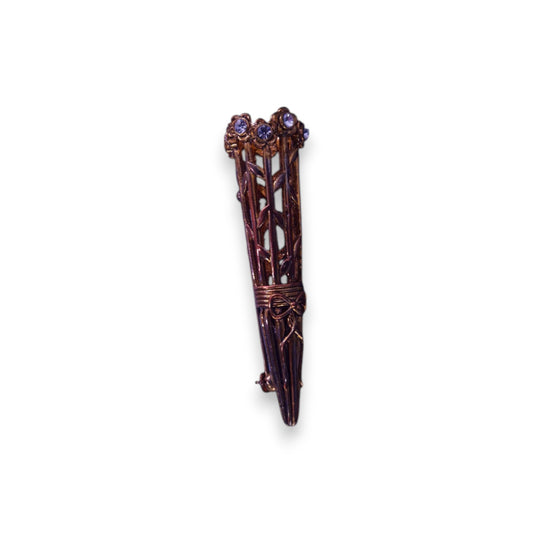 Gold Tone Cubic Zirconia Vintage Brooch