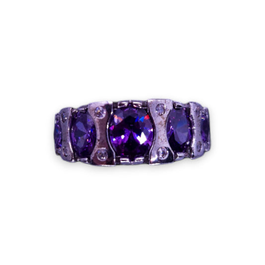 Sterling Silver Purple Cubic Zirconia Modern Ring
