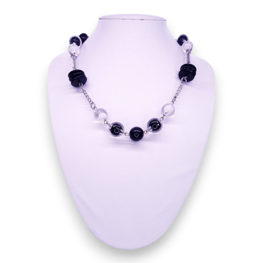 Silver Tone with Plastic Beads Classic Necklace