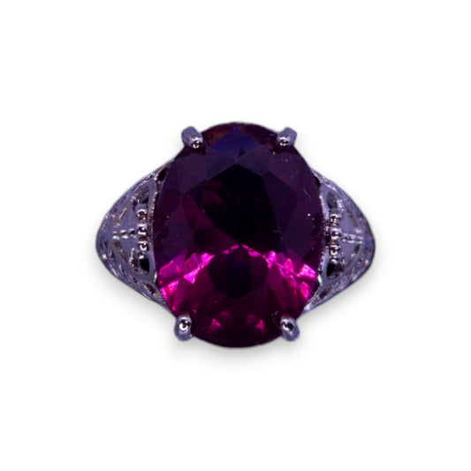 Sterling Silver Purple Cubic Zirconia Classic Ring