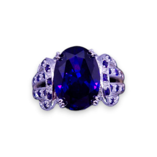 Sterling Silver Purple Cubic Zirconia Modern Ring