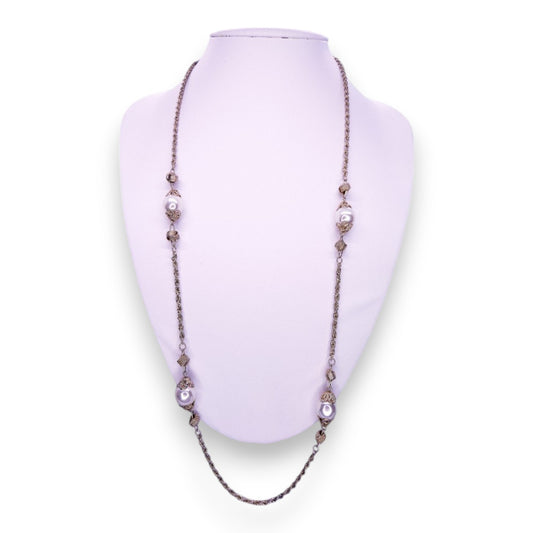 Gold Tone Faux Pearls Vintage Necklace