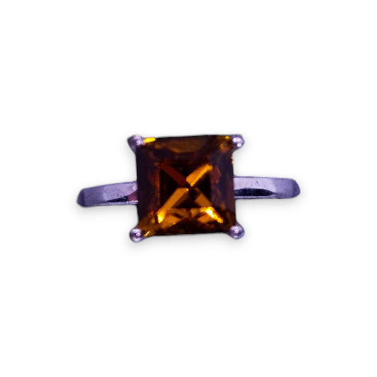 Platinum Bonded Orange Stone Classic Ring