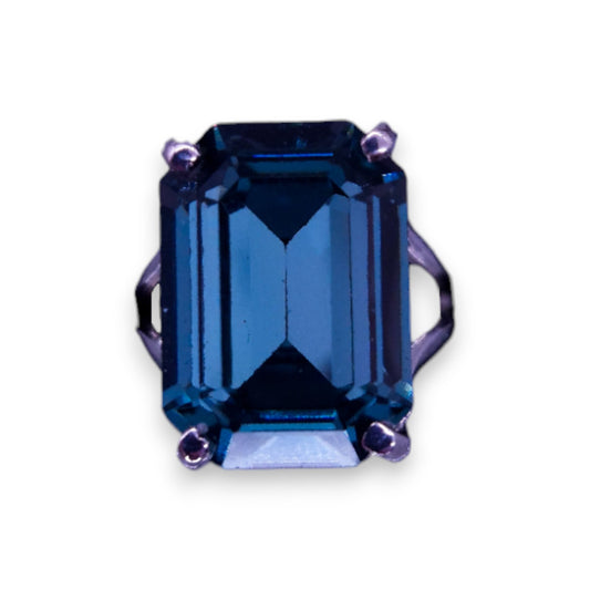 Platinum Bonded Blue Cubic Zirconia Classic Ring