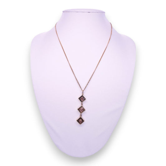 Gold Tone Brown Glass Stones Classic Necklace