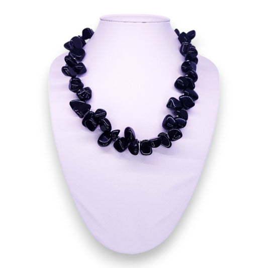 Obsidian Statement Necklace - Semi-Precious Stone
