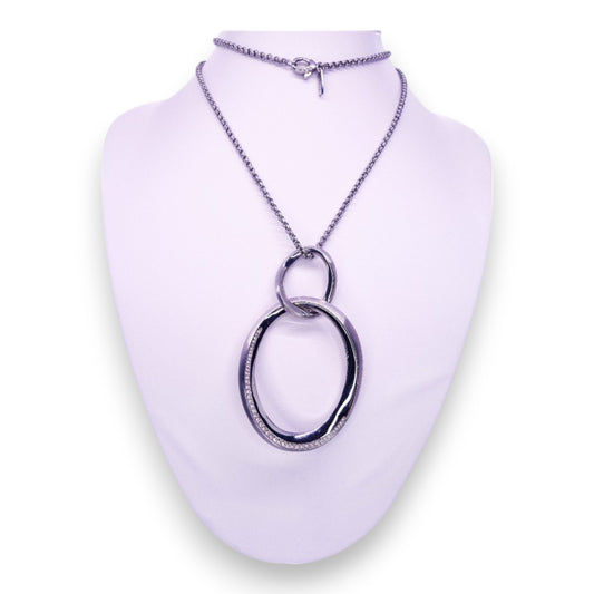 DKNY Silver Tone Clear Cubic Zirconia Statement Necklace