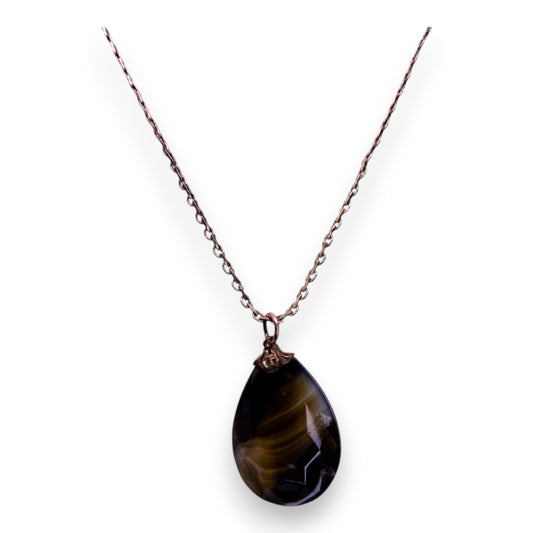 Gold Tone Yellow Agate Classic Necklace